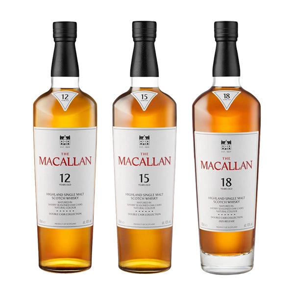 The Macallan 12, 15 and 18 Years Double Cask Single Malt Scotch Whisky Bundle – 70cl