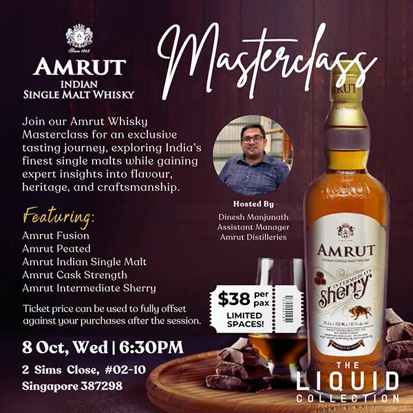 Amrut Whisky Masterclass on 8 Oct 2025, 6:30 pm