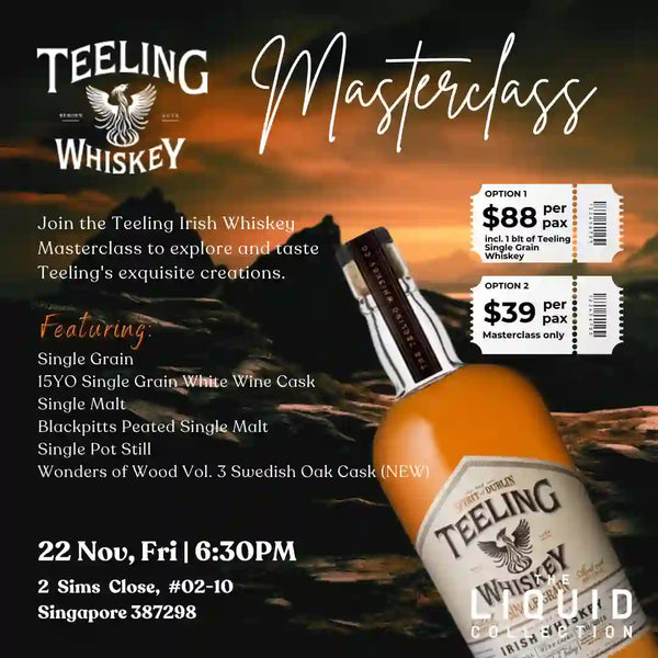 Teeling Irish Whiskey Masterclass on 22 Nov, 6:30pm