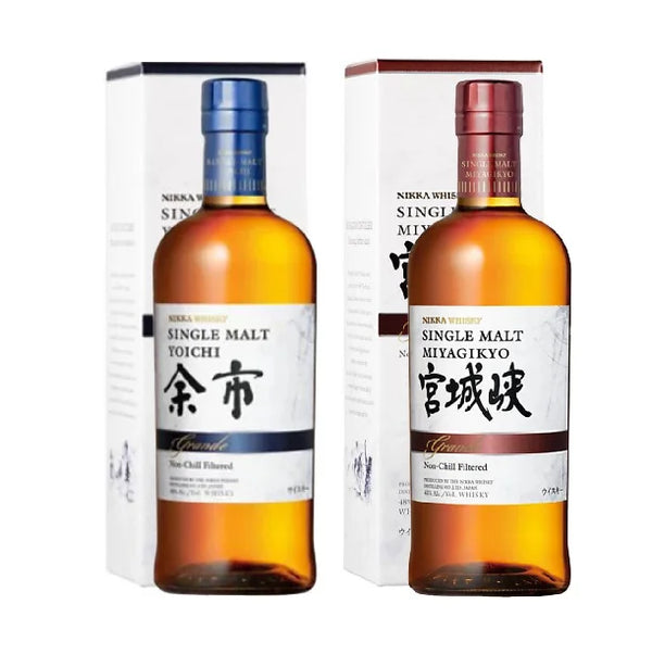 Nikka Yoichi and Miyagikyo Grande Non-Chill Filtered Japanese Whisky Bundle – 70cl