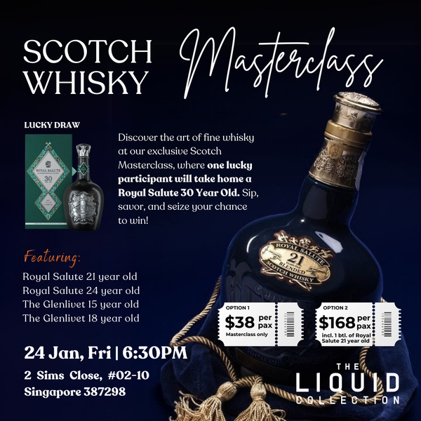 Scotch Whisky Masterclass on 24 Jan, Fri  6:30pm