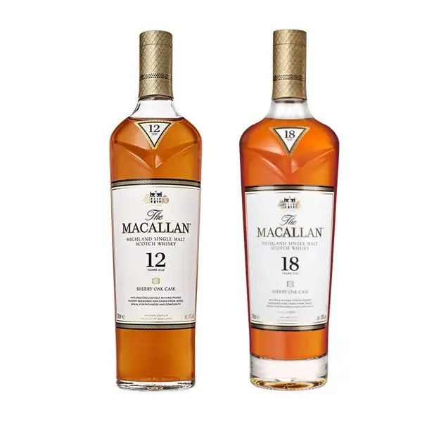 The Macallan 12 and 18 Years Sherry Oak Single Malt Scotch Whisky Bundle – 70cl