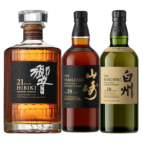 Hibiki 21年 & Yamazaki 18年 セット Bundle of Hibiki 21, Yamazaki 18, Hakushu 18 — 3 x 70cl – The