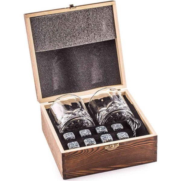 Whiskey Stones Gift Set with 2 Glasses